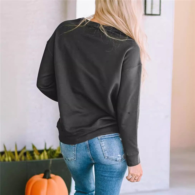 Casual Letter Print Long Sleeve Pullover Sweatshirt