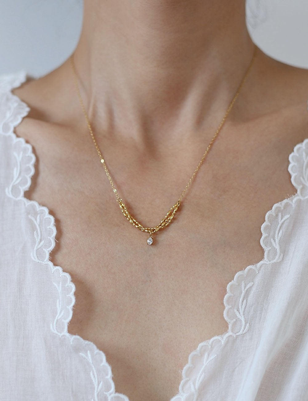 Trendy Zircon Twisted Chain Necklace