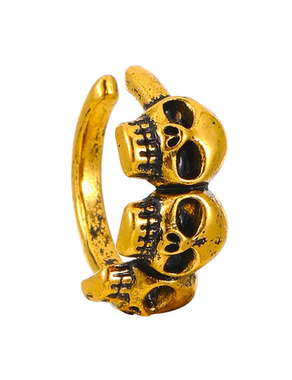 Halloween Punk Skull Clip Earrings