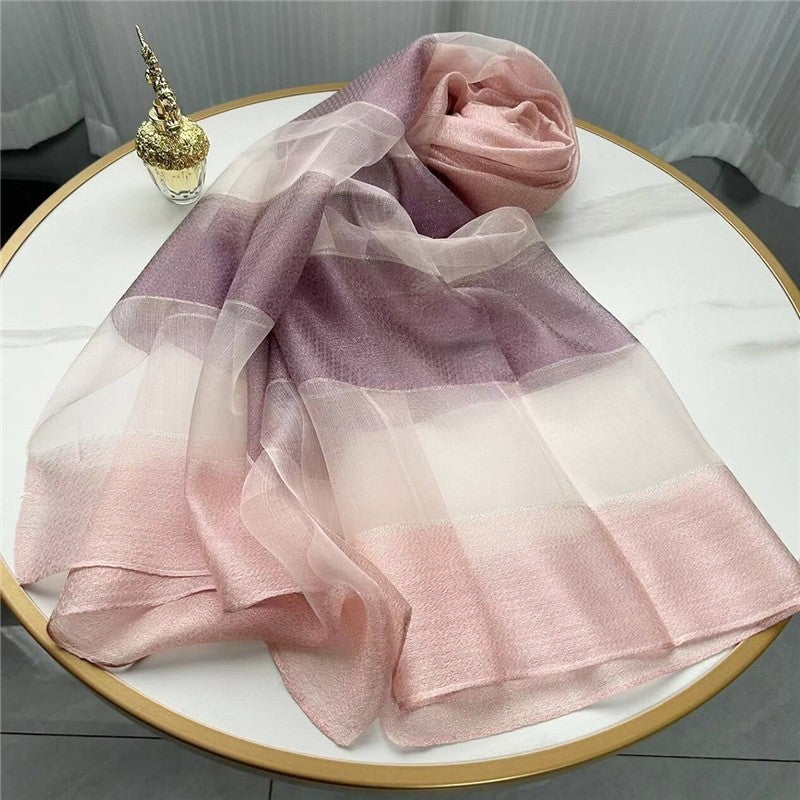 Fashion Plaid Scarf With Gold Trim