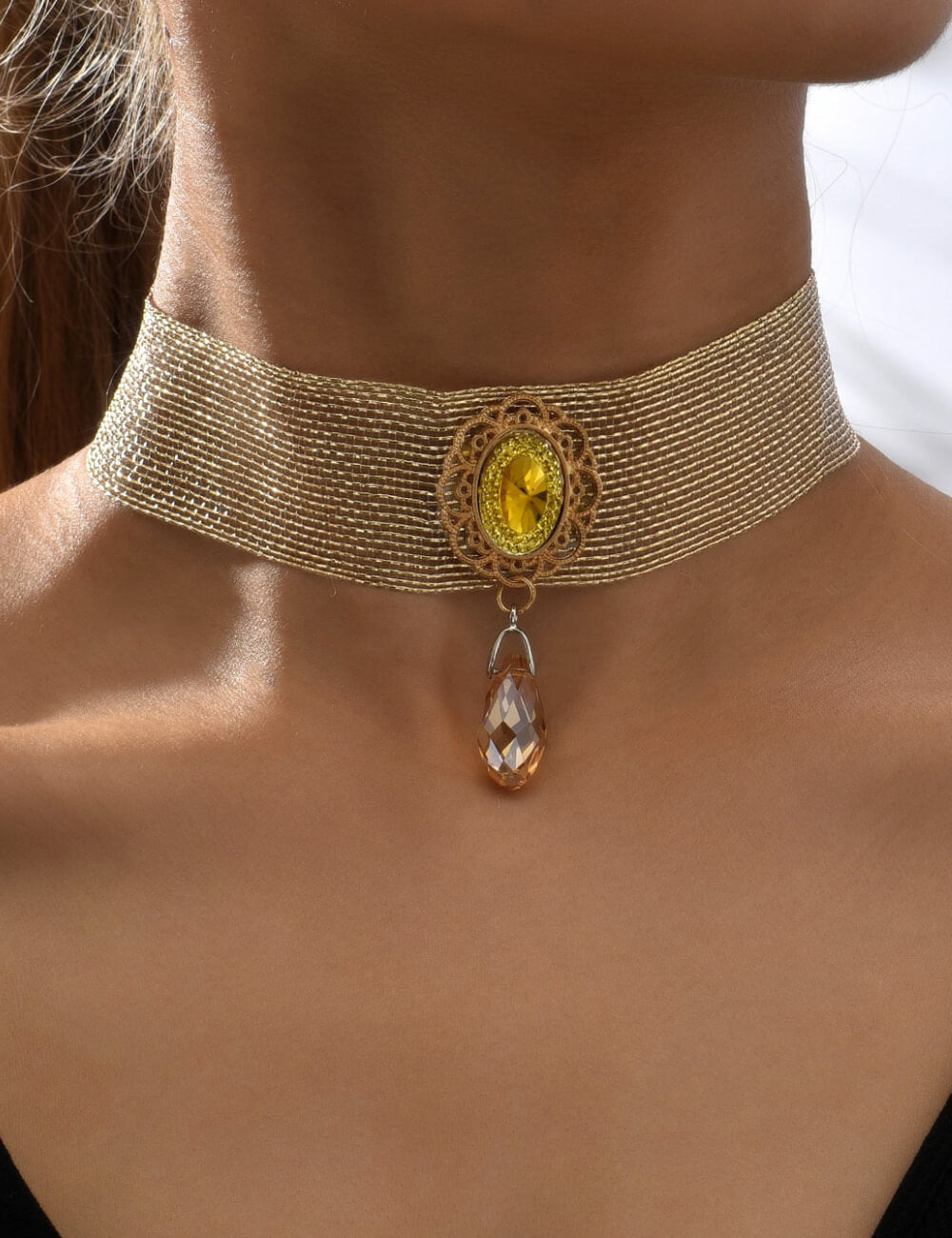 Trendy Teardrop Mesh Lace Choker Necklace