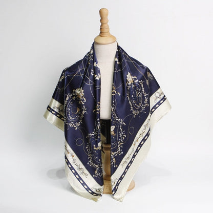 Vintage Elegant Geometric Pattern Silk Scarf