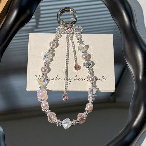 Elegant Crystal Beaded Tassel Bow Bag Charm