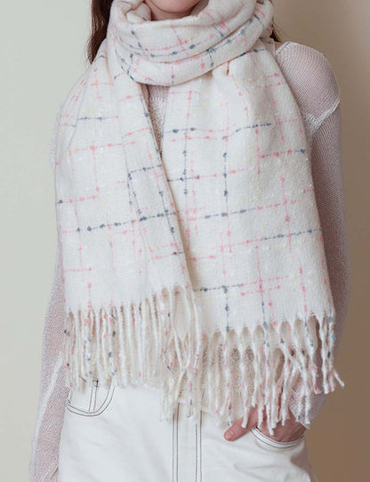 Plaid Colorful Dots Elegant Faux Cashmere Scarf