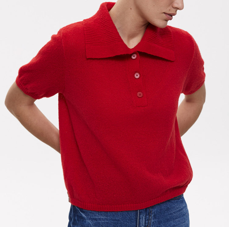 Simple Puff Sleeve Pullover Solid Knit Top