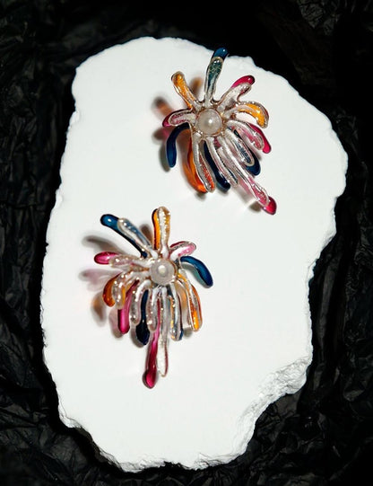 Resin Colorful Firework Stud Earrings