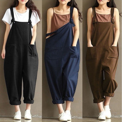 Pocket Solid Harem Pants Baggy Jumpsuit