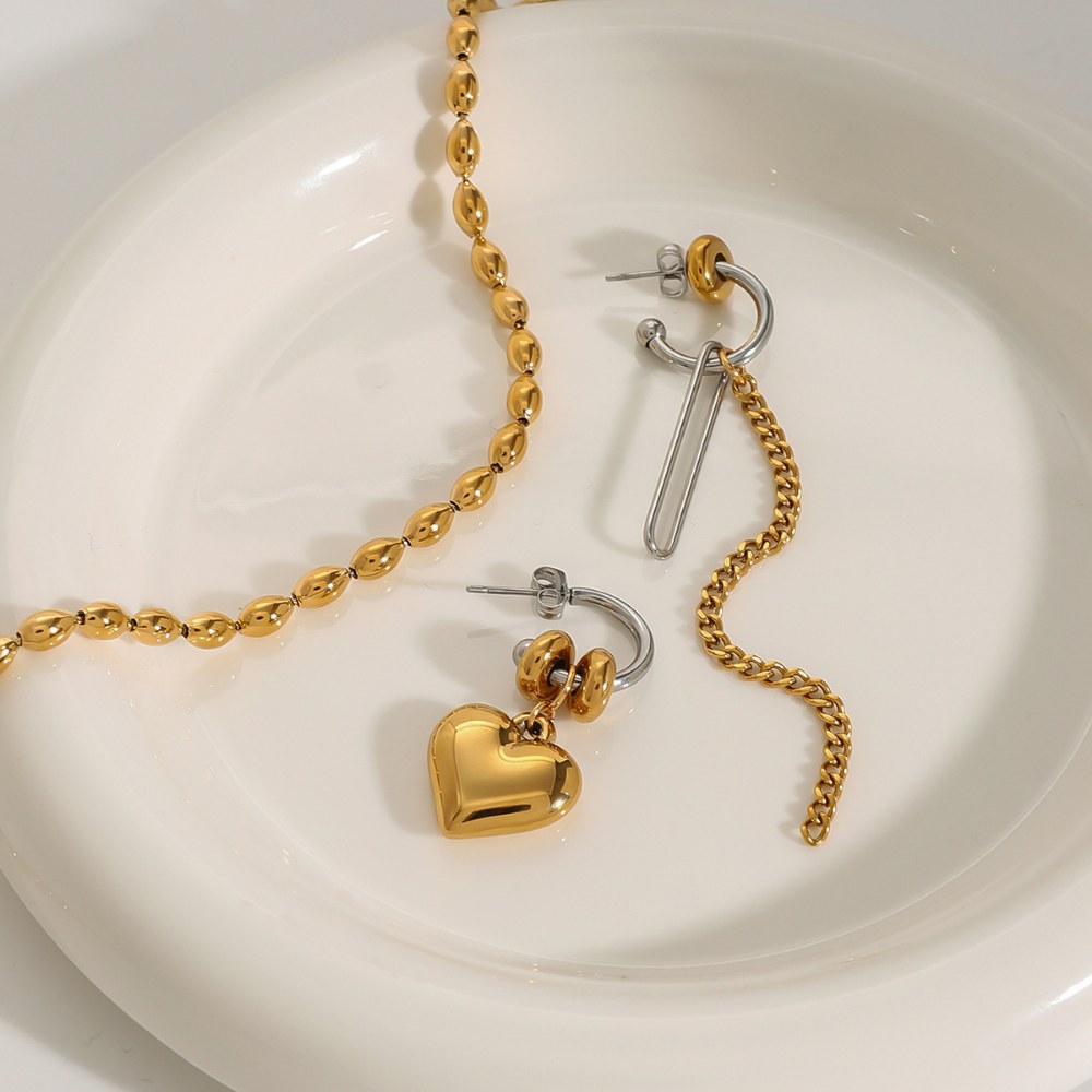 Love Pendant Chain Irregualr Drop Earrings