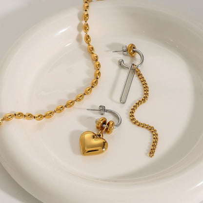 Love Pendant Chain Irregualr Drop Earrings
