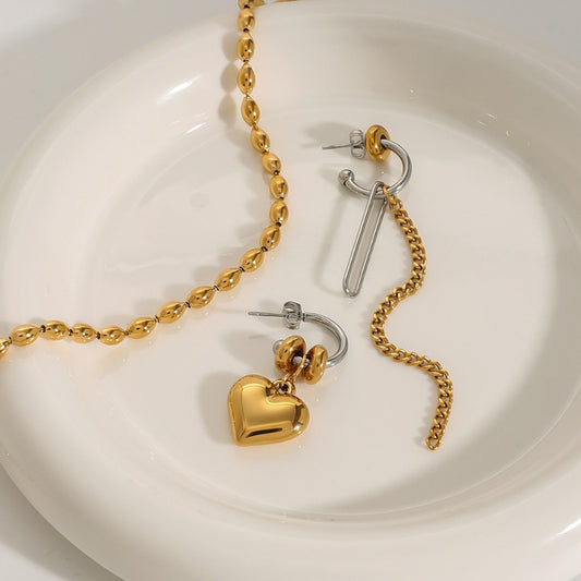 Love Pendant Chain Irregualr Drop Earrings