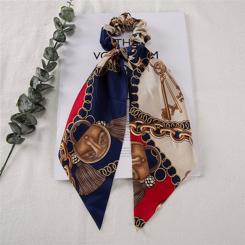 Vintage Chain Printed Hair Scarf Pony