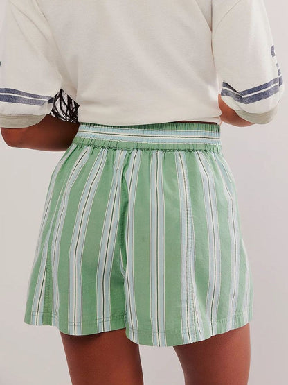 Striped High Waist Casual Shorts