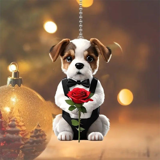 Valentine Dog Car Mirror Ornament