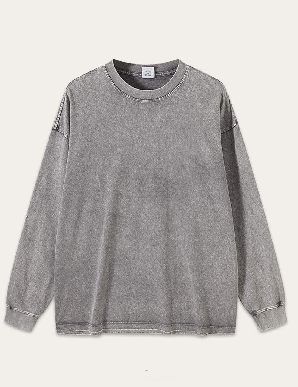 Vintage Washed Crew Neck Long Sleeve T-shirt
