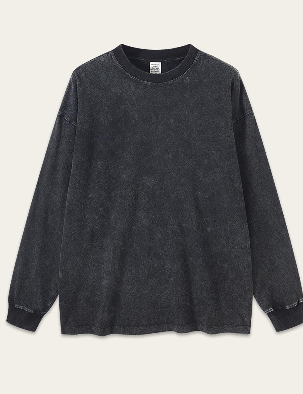 Vintage Washed Crew Neck Long Sleeve T-shirt