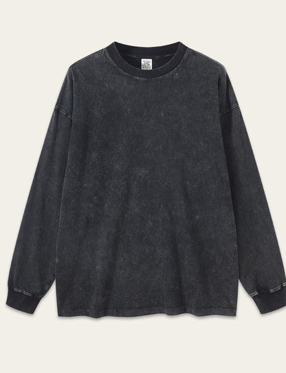 Vintage Washed Crew Neck Long Sleeve T-shirt