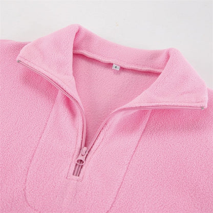 Cozy Oversized Fleece Pullover With Lapel Collar