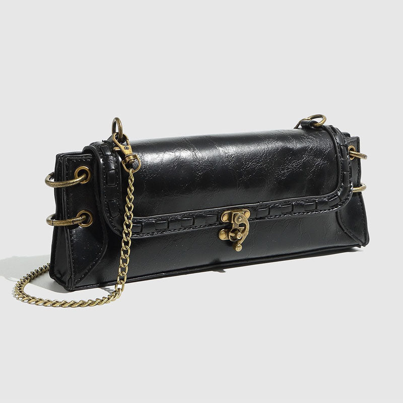 Vintage Square Shoulder Bag With Chain Strap