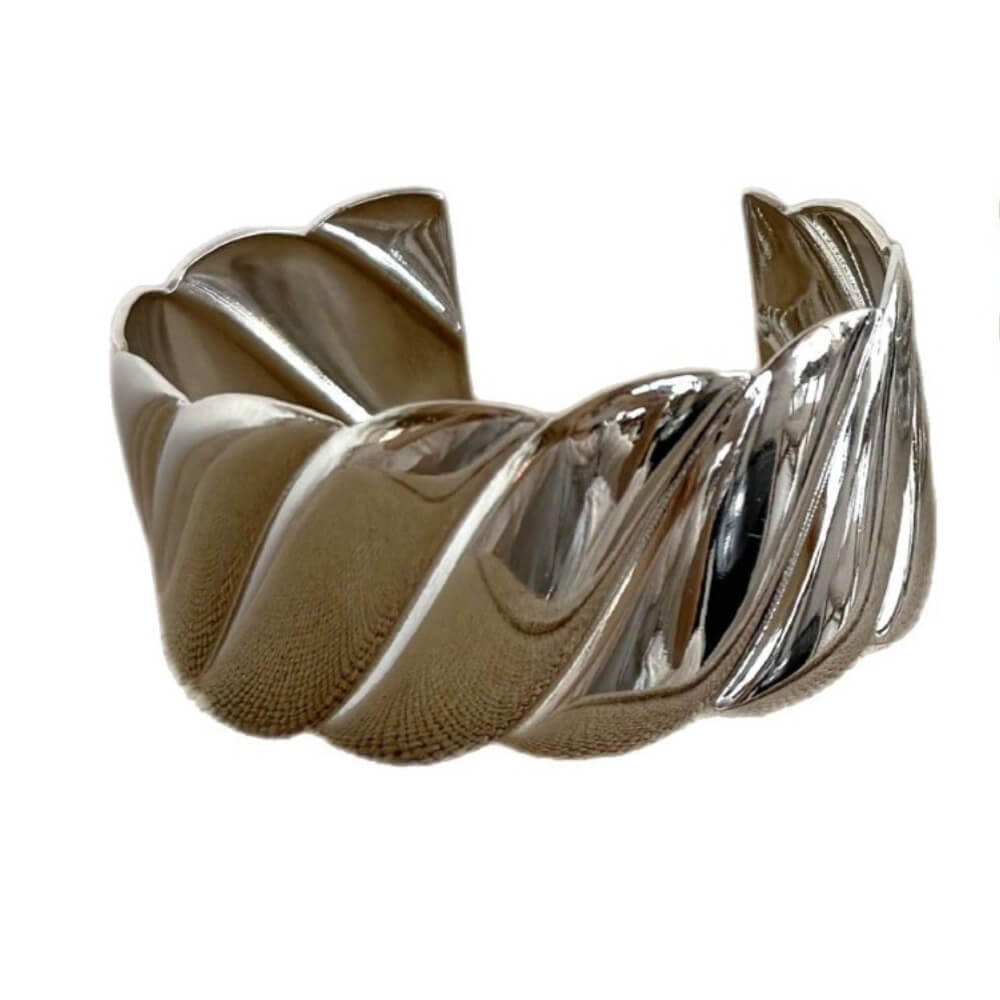 Minimalist Wide Twisted Open Cuff Bracelet