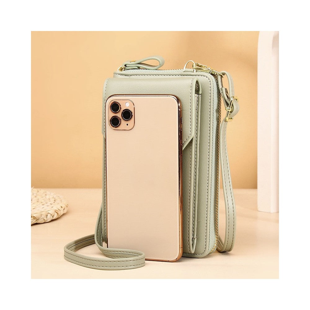 PU Leather Solid Color Multifunctional Small Crossbody Wallet Cell Phone Bag