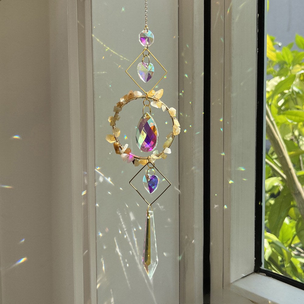 Colorful Stone Cross Crystal Home Hangings