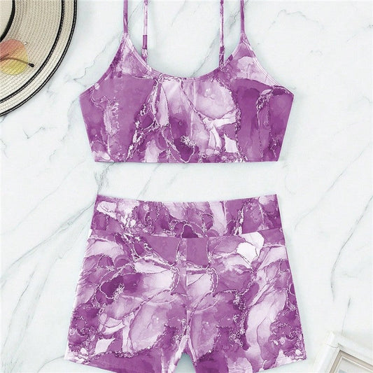 Split Two Piece Printed Bikini Swimsuit