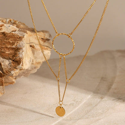 Elegant Layering Round Pendant Choker Necklace