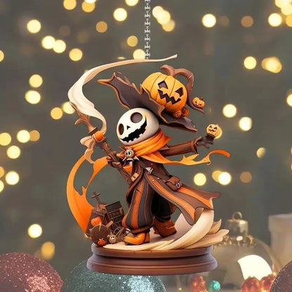 Halloween Pumpkin Bone Car Keychain Ornament