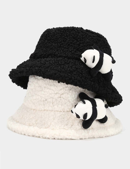 Cute Panda Sherpa Bucket Winter Hat