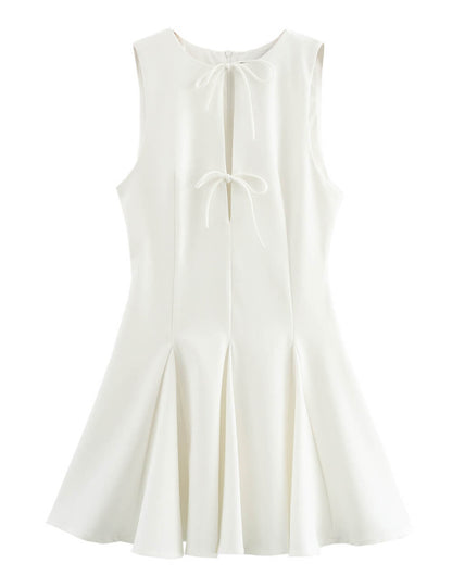 Vintage Sleeveless Bow Mini Dresses