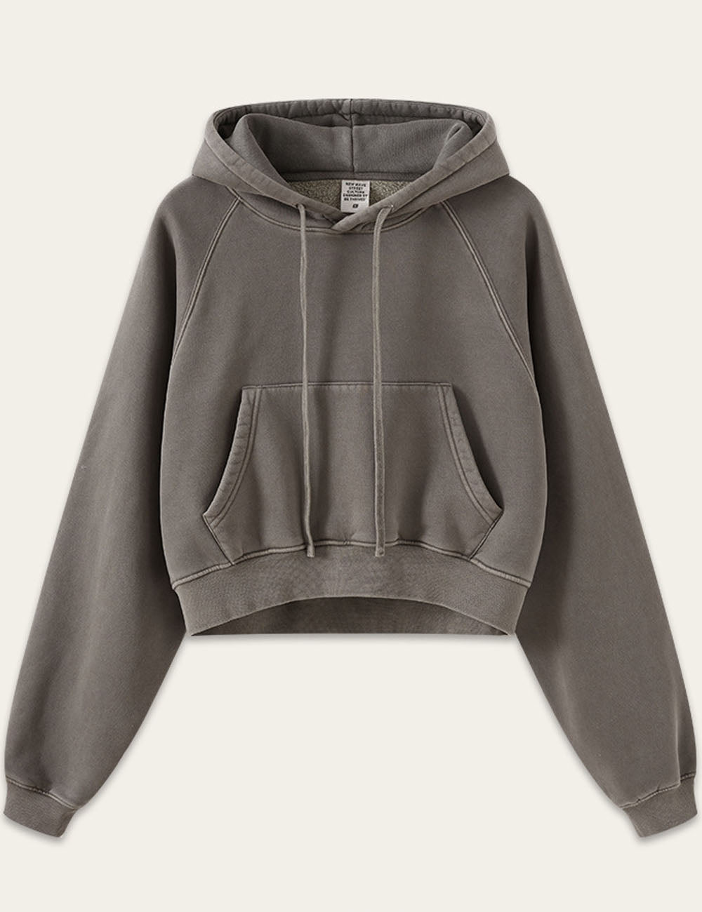 Simple Long Sleeve Drawstring Cropped Hoodie