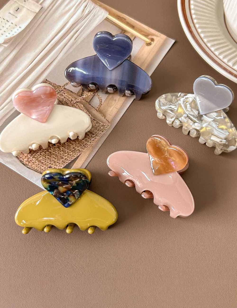 Cute Heart Acetate Small Hair Claw