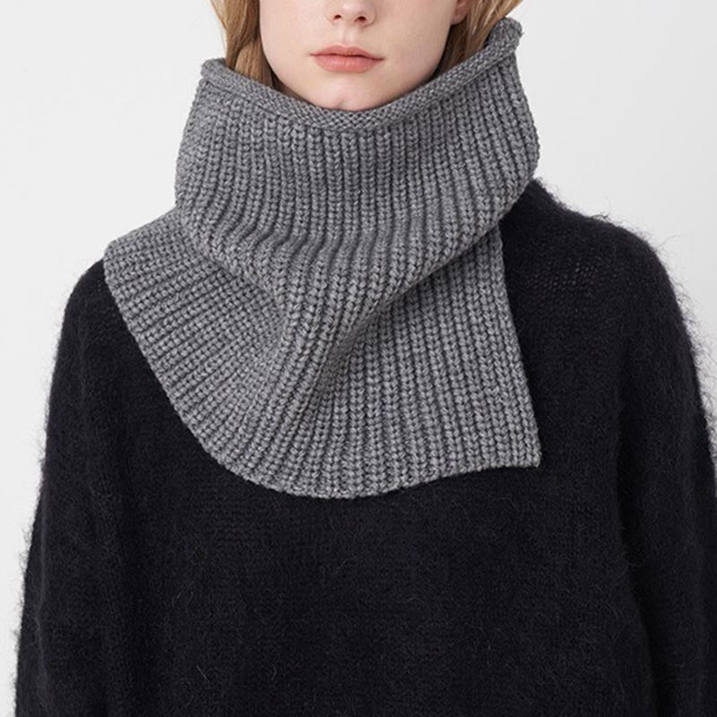 Ribbed Solid Color Knit Neck Split Scarf