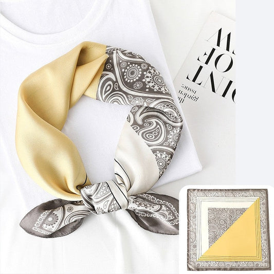 Vintage Double-Sided Printed Square Silk Imitation Scarf