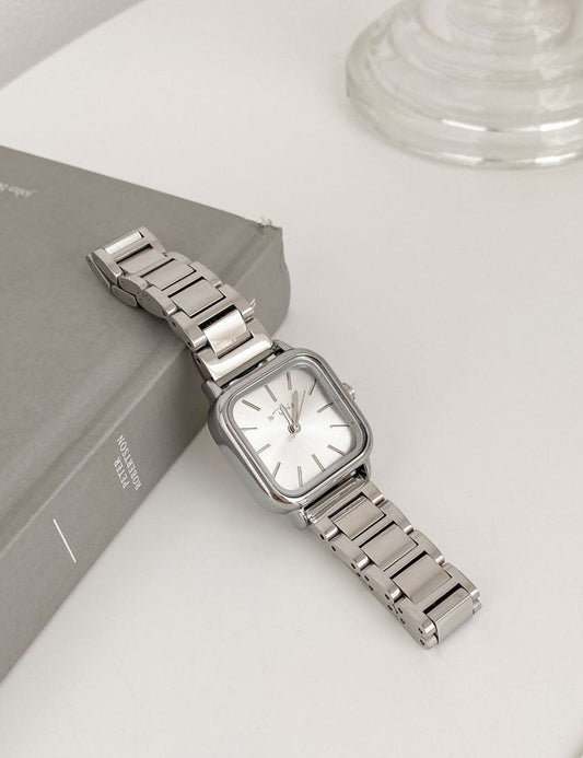 Minimalist Small Square Stainless Steel Watch