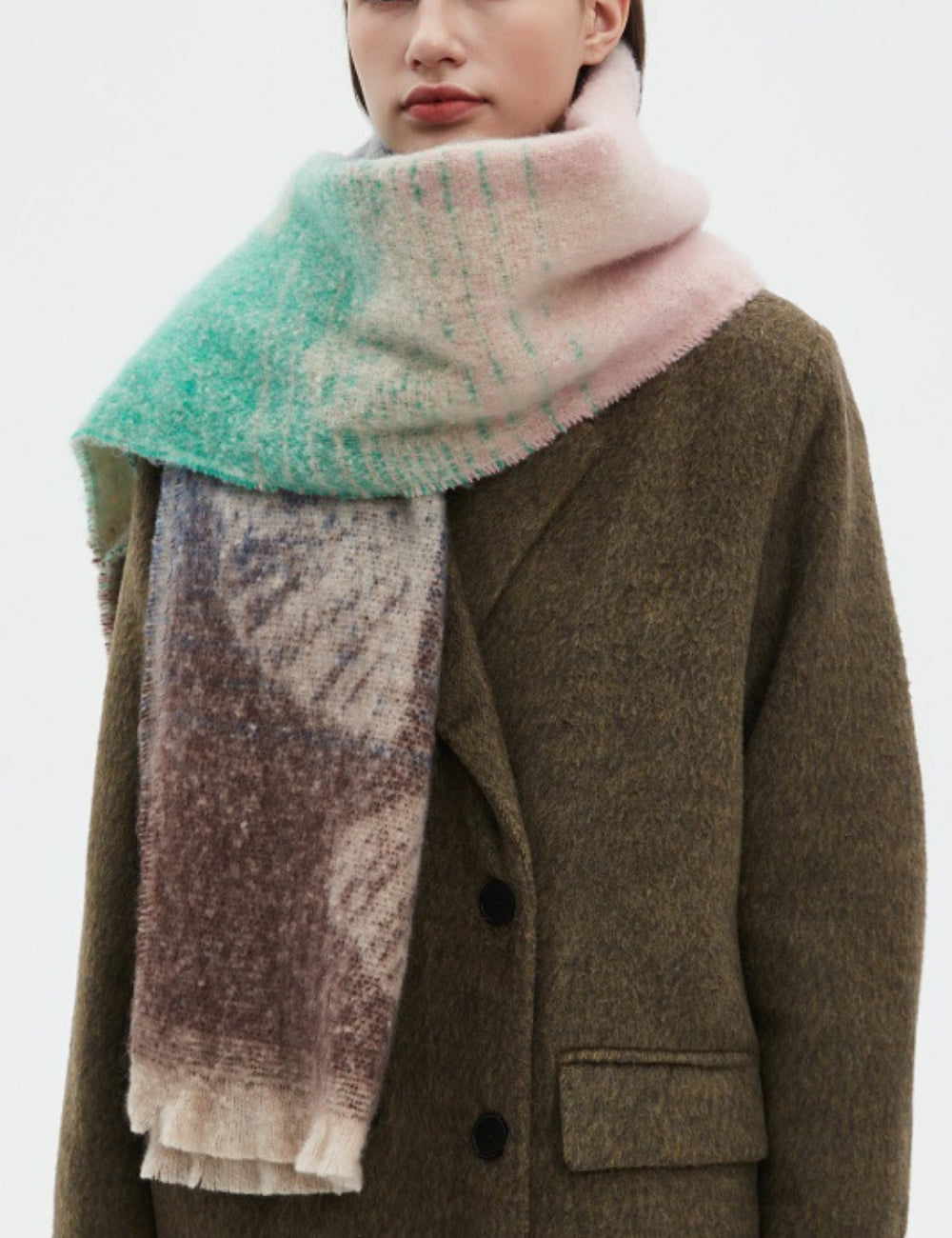 Leaf Print Gradient Color Scarves