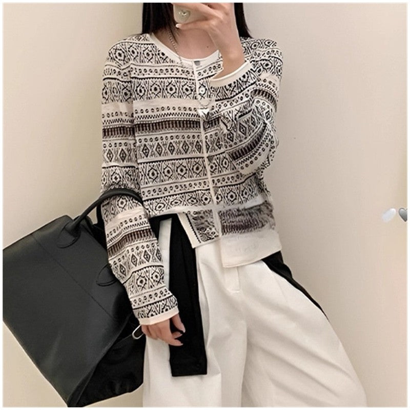 New Versatile Jacquard Knit Cardigan