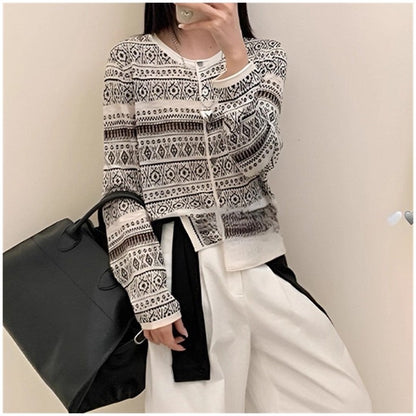 New Versatile Jacquard Knit Cardigan