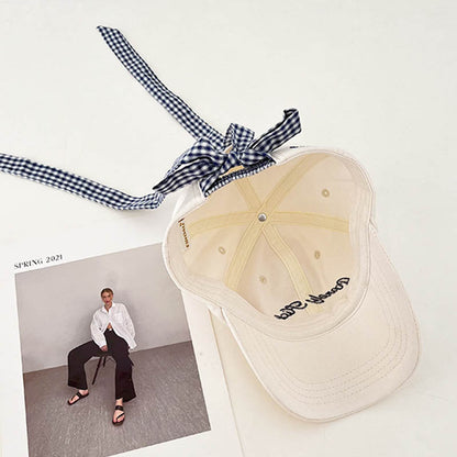 Vintage Embroidered Letter Bow-Tie Baseball Cap