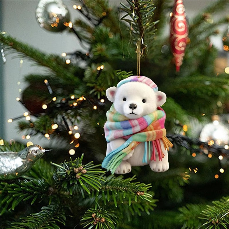 Polar Bear Scarf Acrylic Ornament Christmas Tree