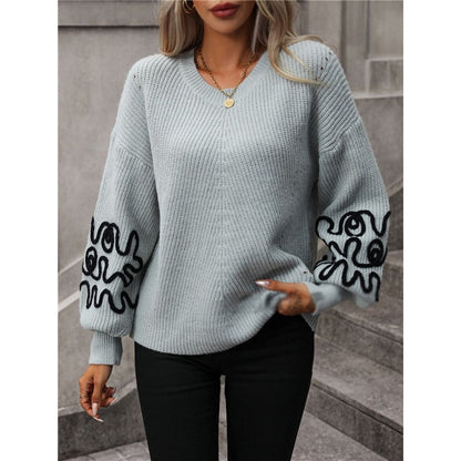 Long Sleeve Crewneck Casual Loose Pullover Knitted Sweater