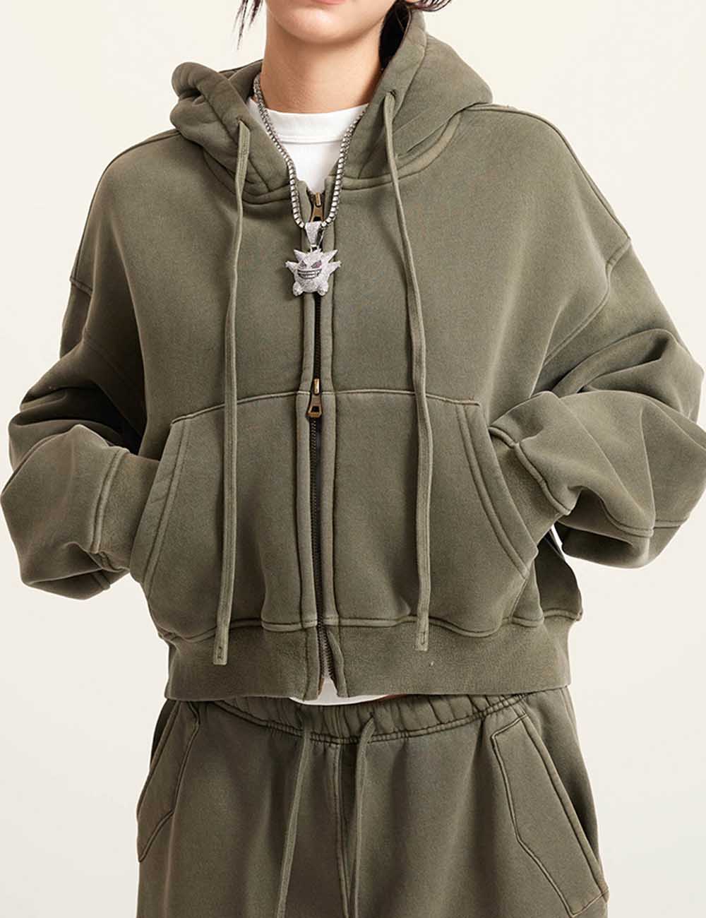 Trendy Long Sleeve Drawstring Cropped Cardigan