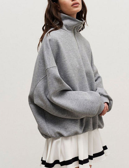 Loose Lapel Zipper Hoodie
