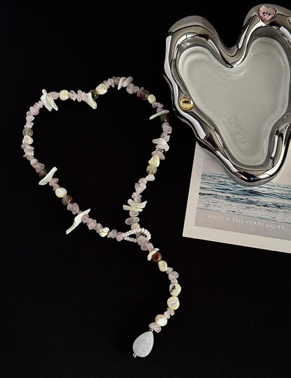 Dainty Stone Shell Beaded Choker Necklace