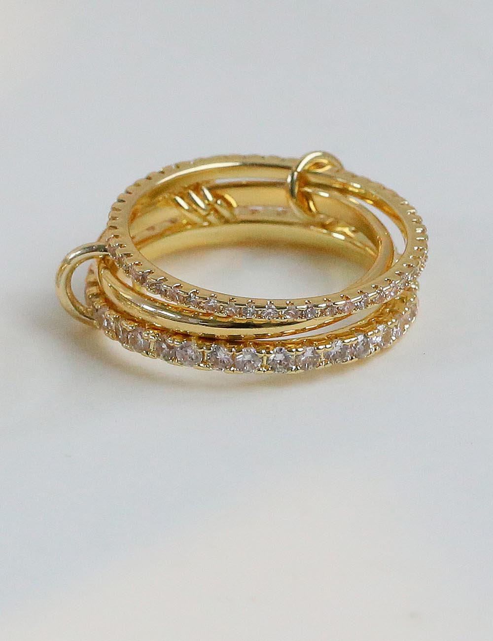 Color Block Rhinestone Interlocking Stackable Rings