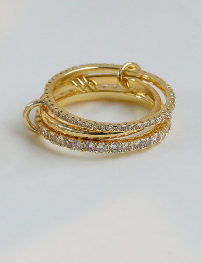 Color Block Rhinestone Interlocking Stackable Rings