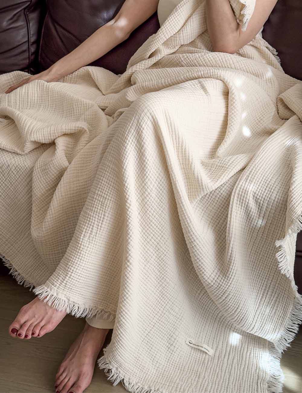 Cozy Solid Color Knit Woven Gauze Blanket