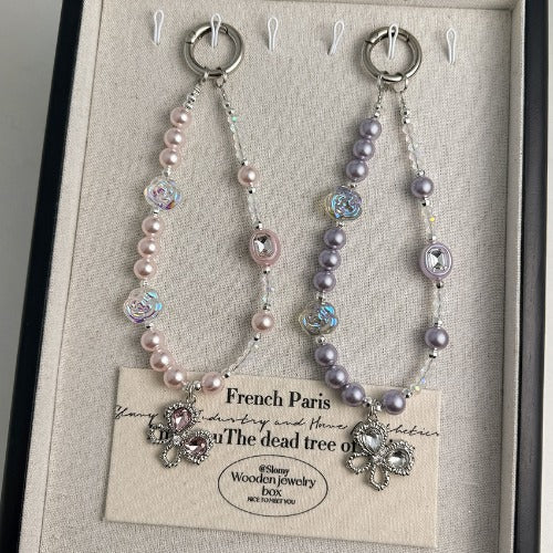 Asymmetrical Crystal Beaded Butterfly Keychain