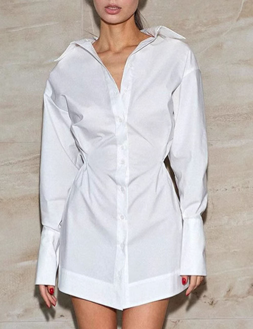 Lapel Buttons A-Line Mini Dress