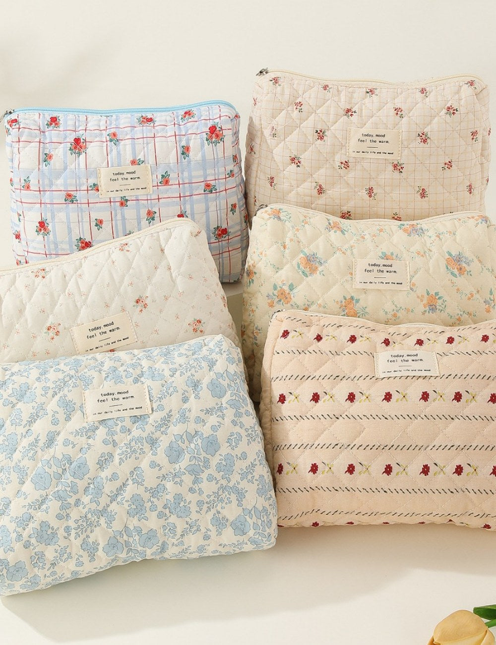 Midi Floral Print Quilted Make Up Bag